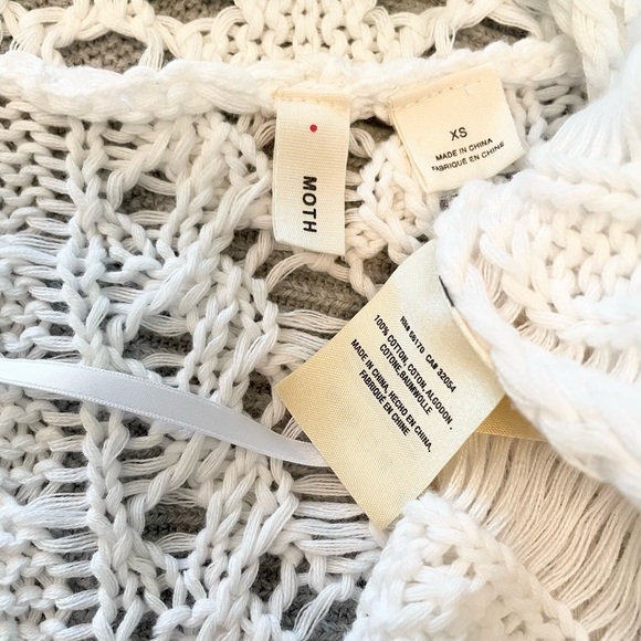 Moth x Anthropologie White Crochet Open Weave Dolman Cardigan Sweater - Picture 13 of 13